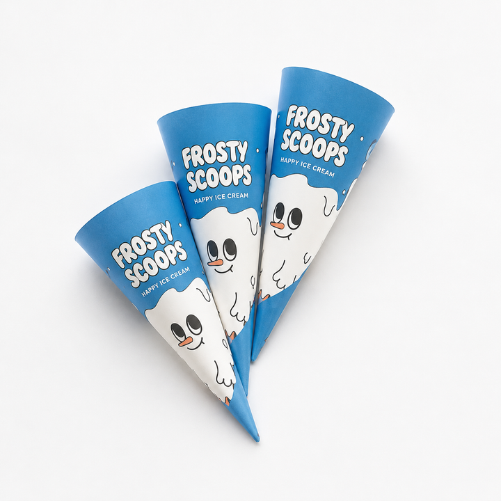 Custom Printed Paper Cone Sleeves for Ice Cream | Food-Grade Cone Holders
