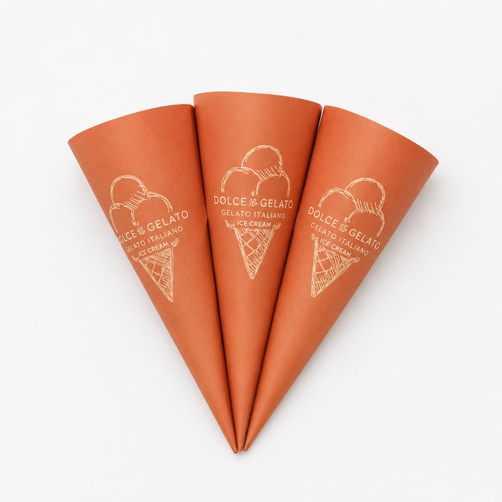 Custom Printed Paper Cone Sleeves for Ice Cream | Food-Grade Cone Holders
