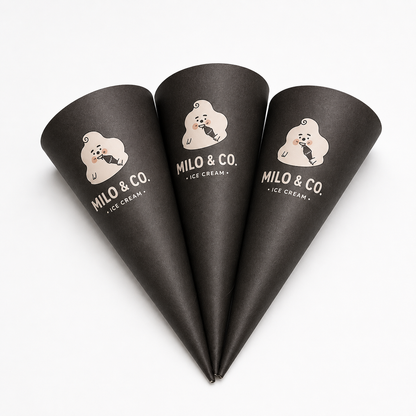 Custom Printed Paper Cone Sleeves for Ice Cream | Food-Grade Cone Holders