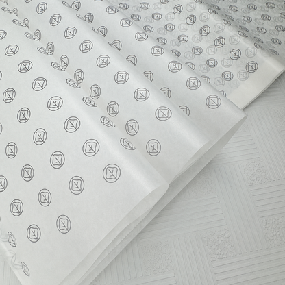 Folded 28g / 20 lb custom printed tissue paper sheets with logo pattern