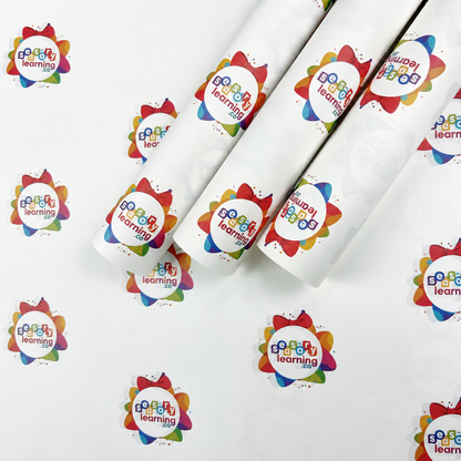 Folded 60g / 41 lb custom printed tissue paper sheets with logo pattern