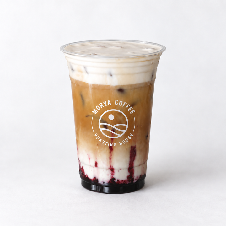 Custom 95mm clear PET cold cup with printed logo for iced drinks and takeaway beverages