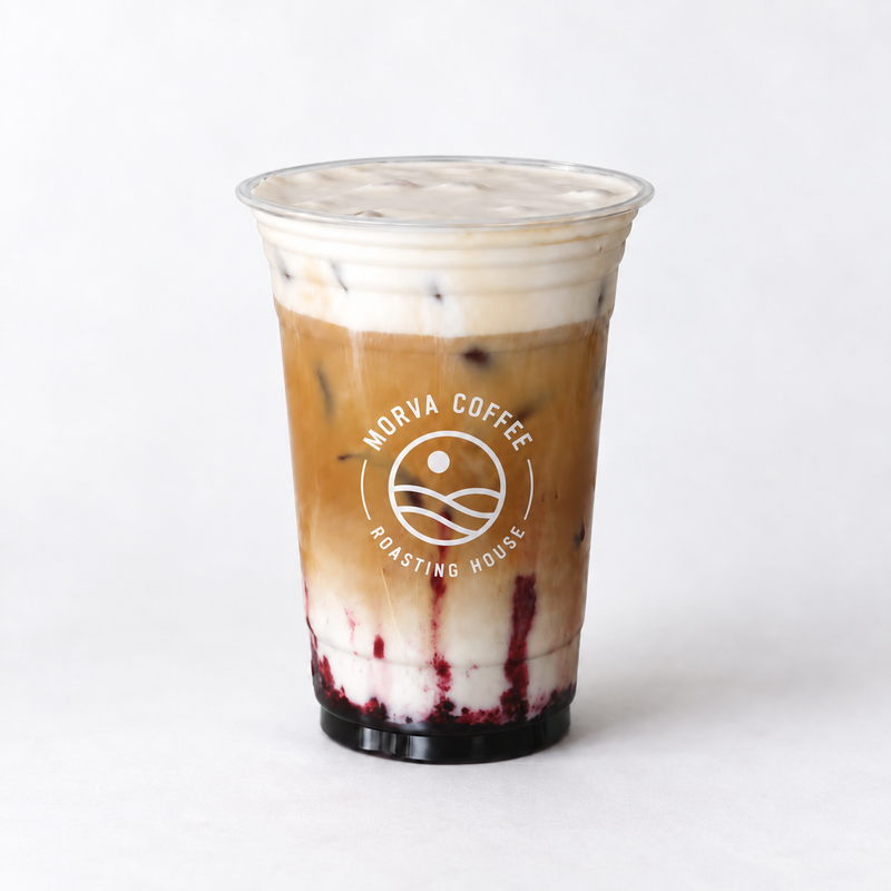 Custom 95mm clear PET cold cup with printed logo for iced drinks and takeaway beverages