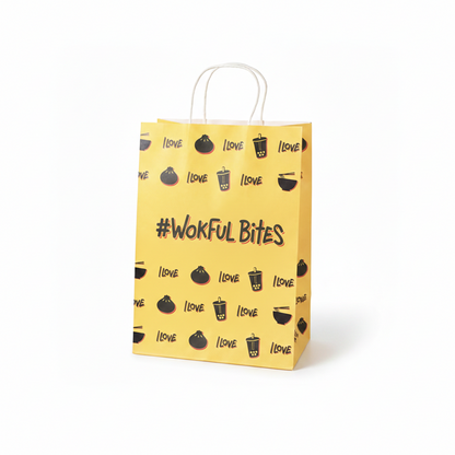 Branded paper bag structure detail showing reinforced handles and durable design

