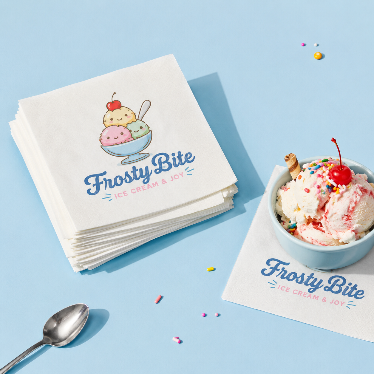 Branded tissue napkins with border floral embossing, 230×230mm, food-safe