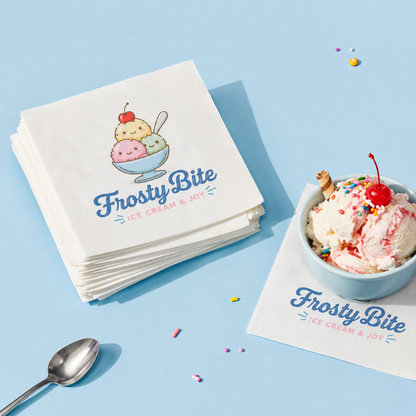 Branded tissue napkins with border floral embossing, 230×230mm, food-safe