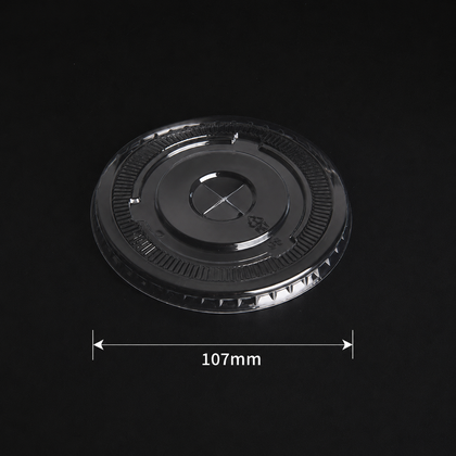 107mm clear PET flat straw-slot lid reference for custom clear cold cups