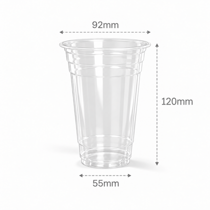 14 oz clear PET cold cup with 92 mm rim, size reference