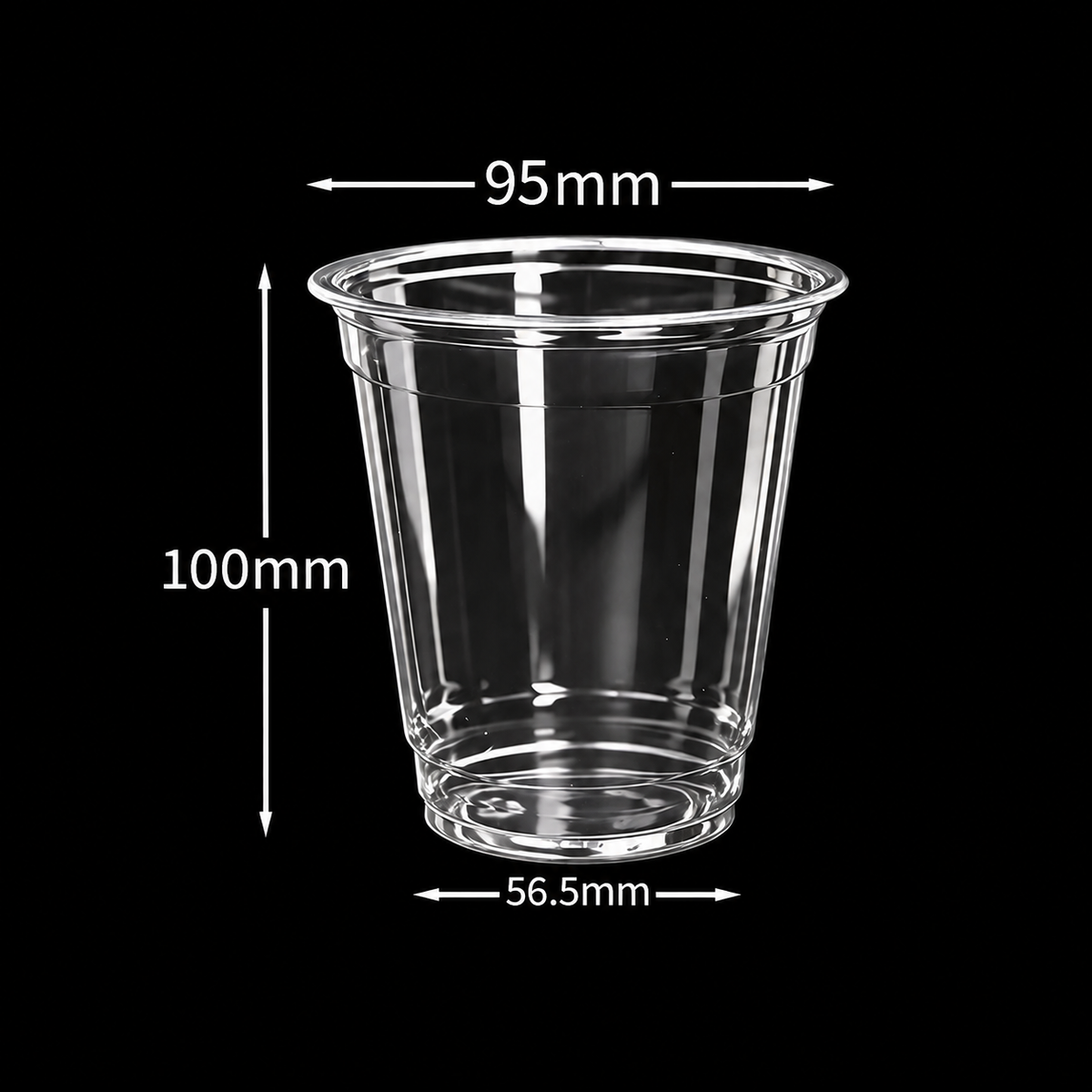 12 oz 400 ml custom 95mm clear PET cold cup dimensions: 95 by 100 by 56.5 mm