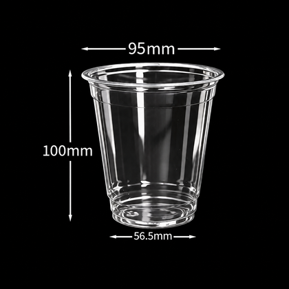 12 oz 400 ml custom 95mm clear PET cold cup dimensions: 95 by 100 by 56.5 mm