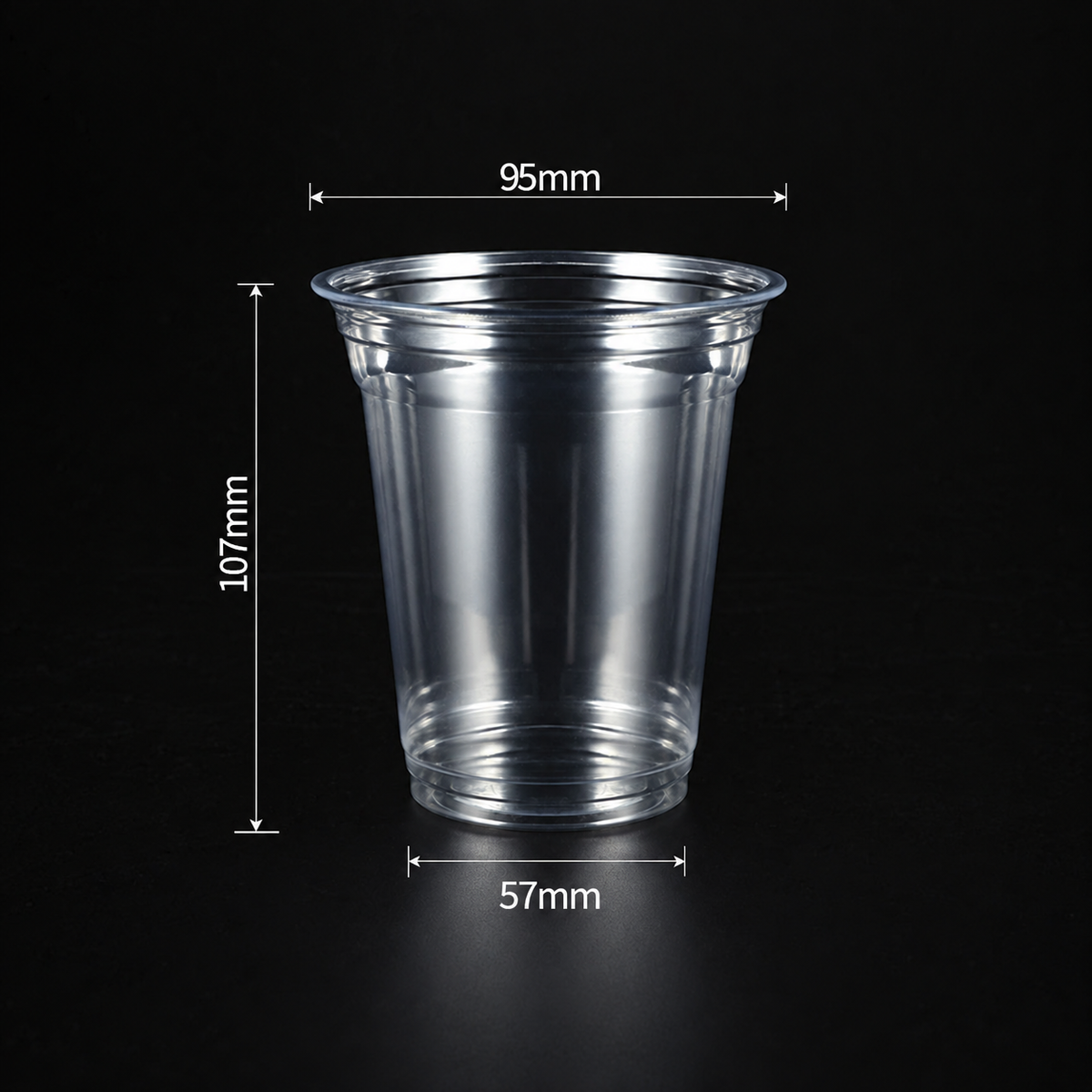 14 oz 400 ml custom 95mm clear PET cold cup dimensions: 95 by 107 by 57 mm