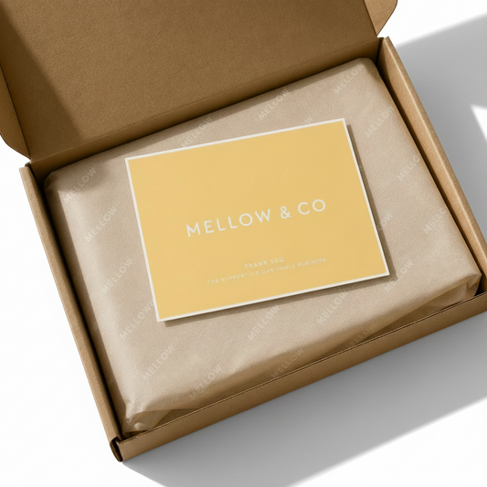 Custom cards with logo used as a package insert inside an ecommerce mailer box