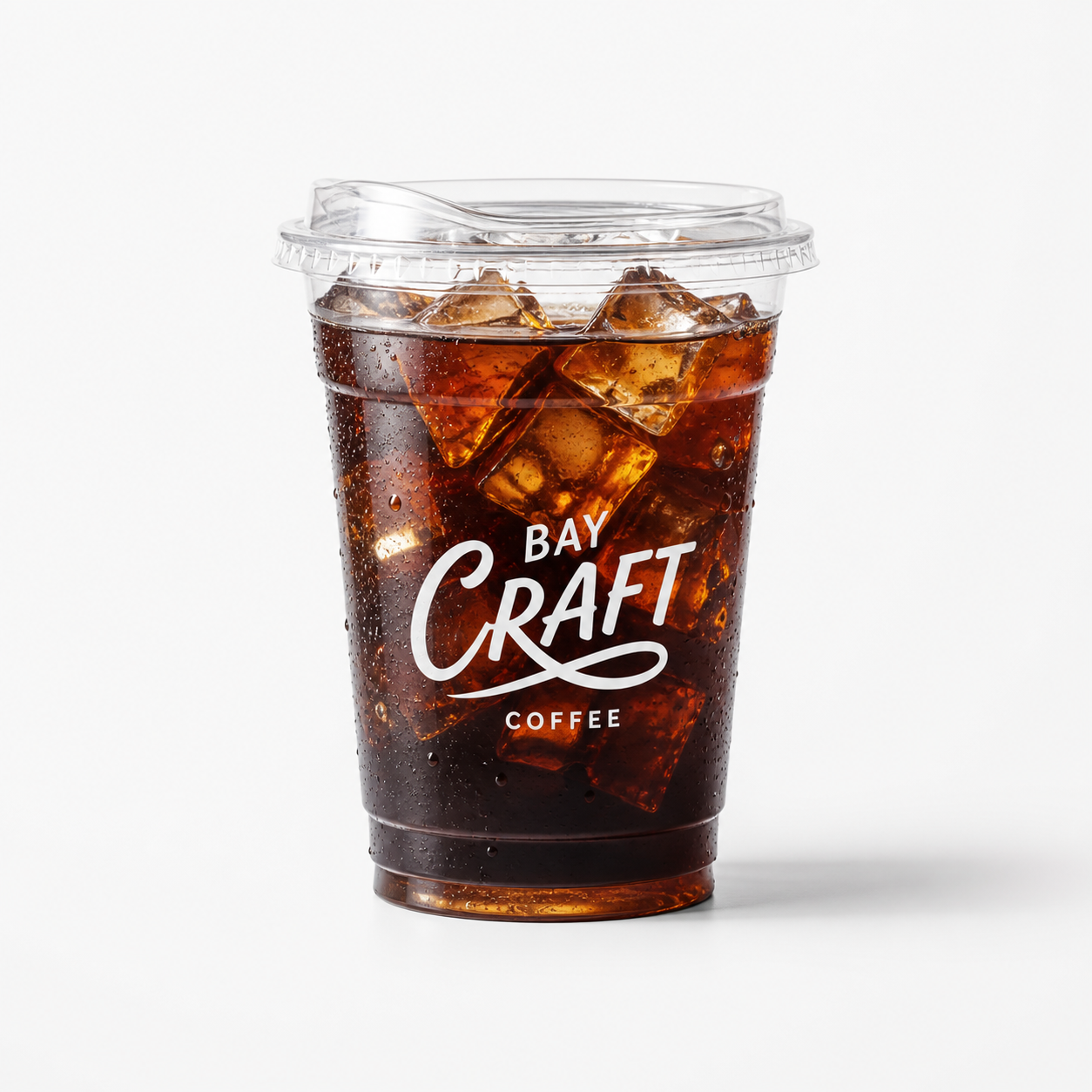 Custom clear PET cold cups with printed logo for iced drinks and takeaway beverages