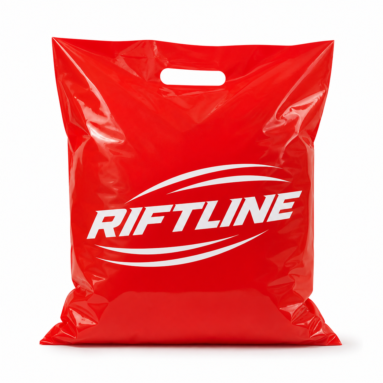 Custom red die cut handle bag with printed logo for retail packaging