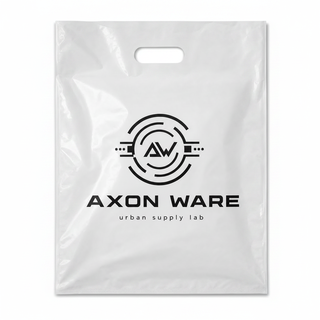 White custom die cut handle bag with logo for boutique and event packaging