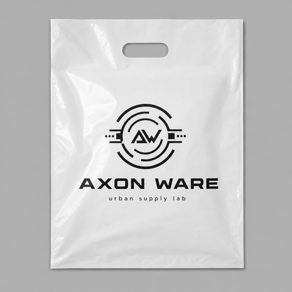 White custom die cut handle bag with logo for boutique and event packaging