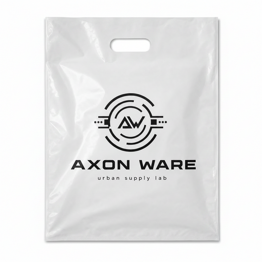 White custom die cut handle bag with logo for boutique and event packaging