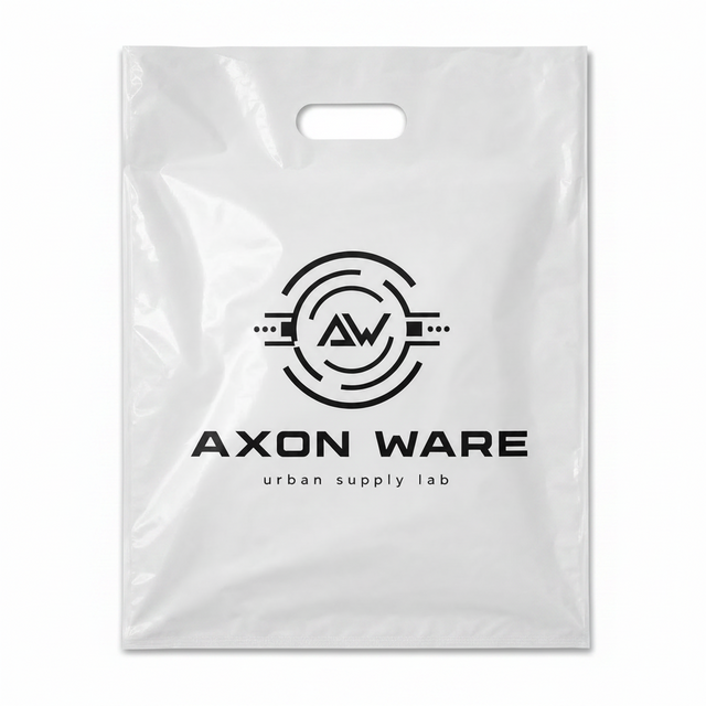 White custom die cut handle bag with logo for boutique and event packaging