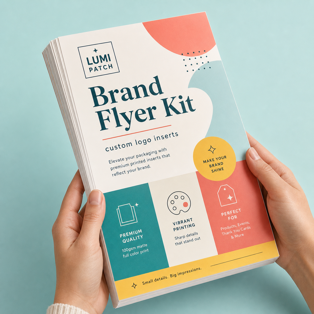 Custom flyers with logo for marketing inserts and promotional handouts