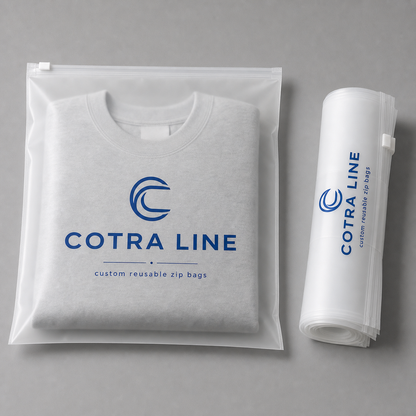 Custom frosted zipper bag and rolled reusable zip bags for apparel packaging
