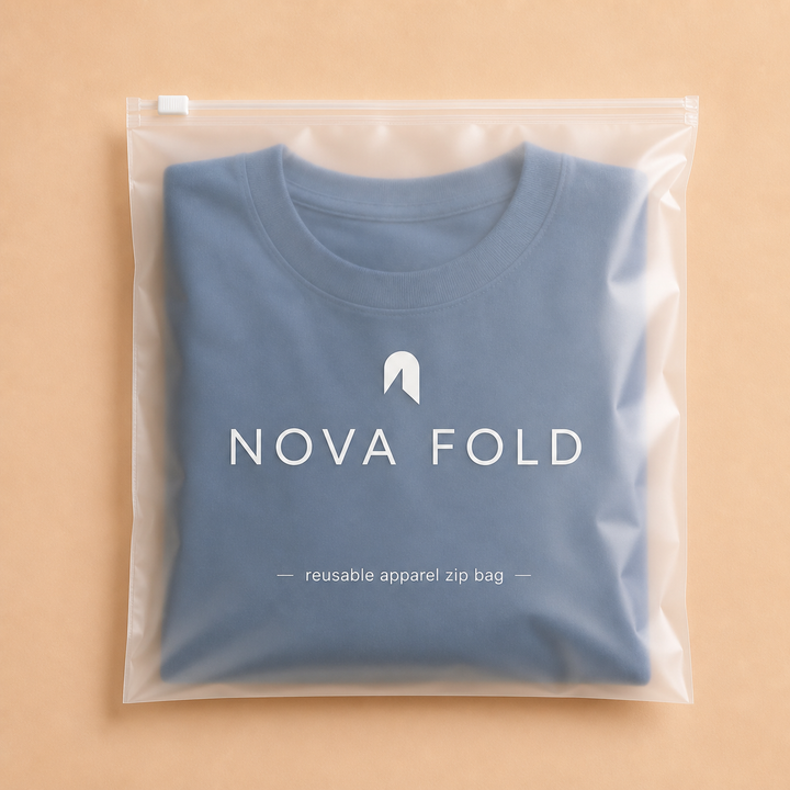 Custom frosted zipper bag with logo for reusable apparel packaging