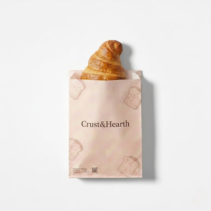 Custom greaseproof paper bag 3D structure view for food takeaway and delivery packaging