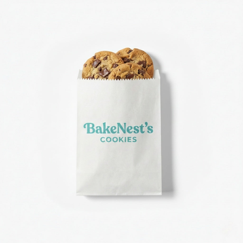 Custom greaseproof paper bag available in white and kraft paper for food takeaway packaging