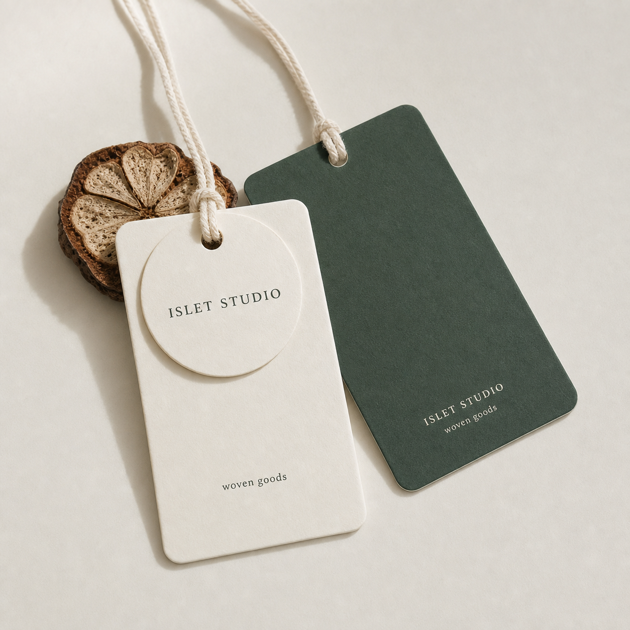 Custom hang tags with string and multiple shapes for apparel branding