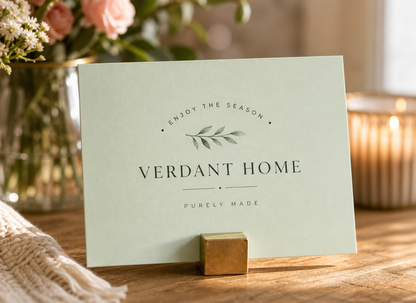 Custom logo card displayed as a boutique thank you card for gift packaging and retail inserts