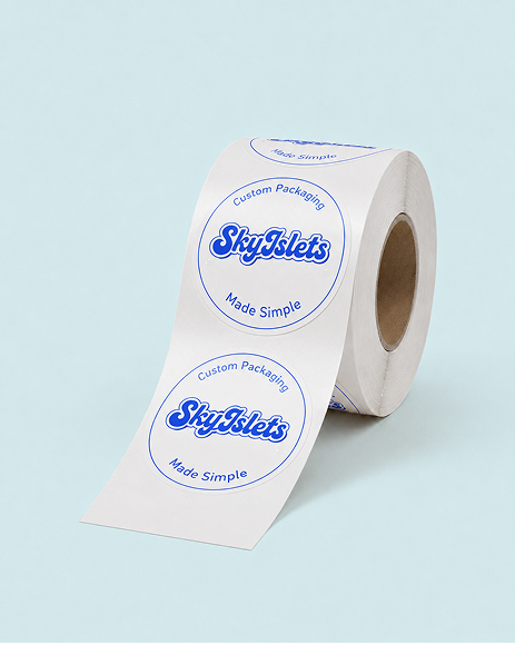 Custom round logo sticker roll – personalized adhesive labels for product packaging and branding