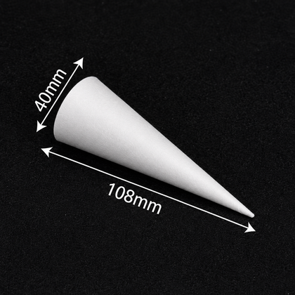 108 mm height by 40 mm rim custom paper cone sleeve with a 22-degree taper, dimension reference.