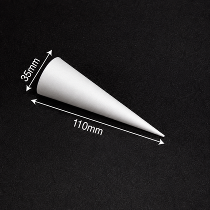 110 mm height by 35 mm rim custom paper cone sleeve with an 18-degree taper, dimension reference.