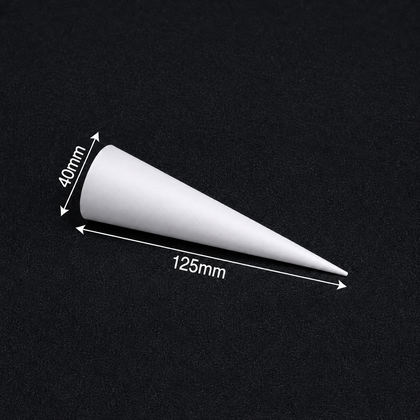 125 mm height by 40 mm rim custom paper cone sleeve with an 18-degree taper, dimension reference.