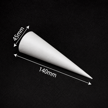 140 mm height by 45 mm rim custom paper cone sleeve with an 18-degree taper, dimension reference.