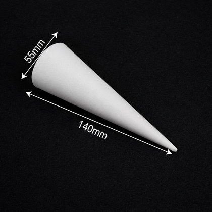 140 mm height by 55 mm rim custom paper cone sleeve with a 22-degree taper, dimension reference.