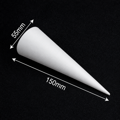 150 mm height by 55 mm rim custom paper cone sleeve with a 22-degree taper, dimension reference.