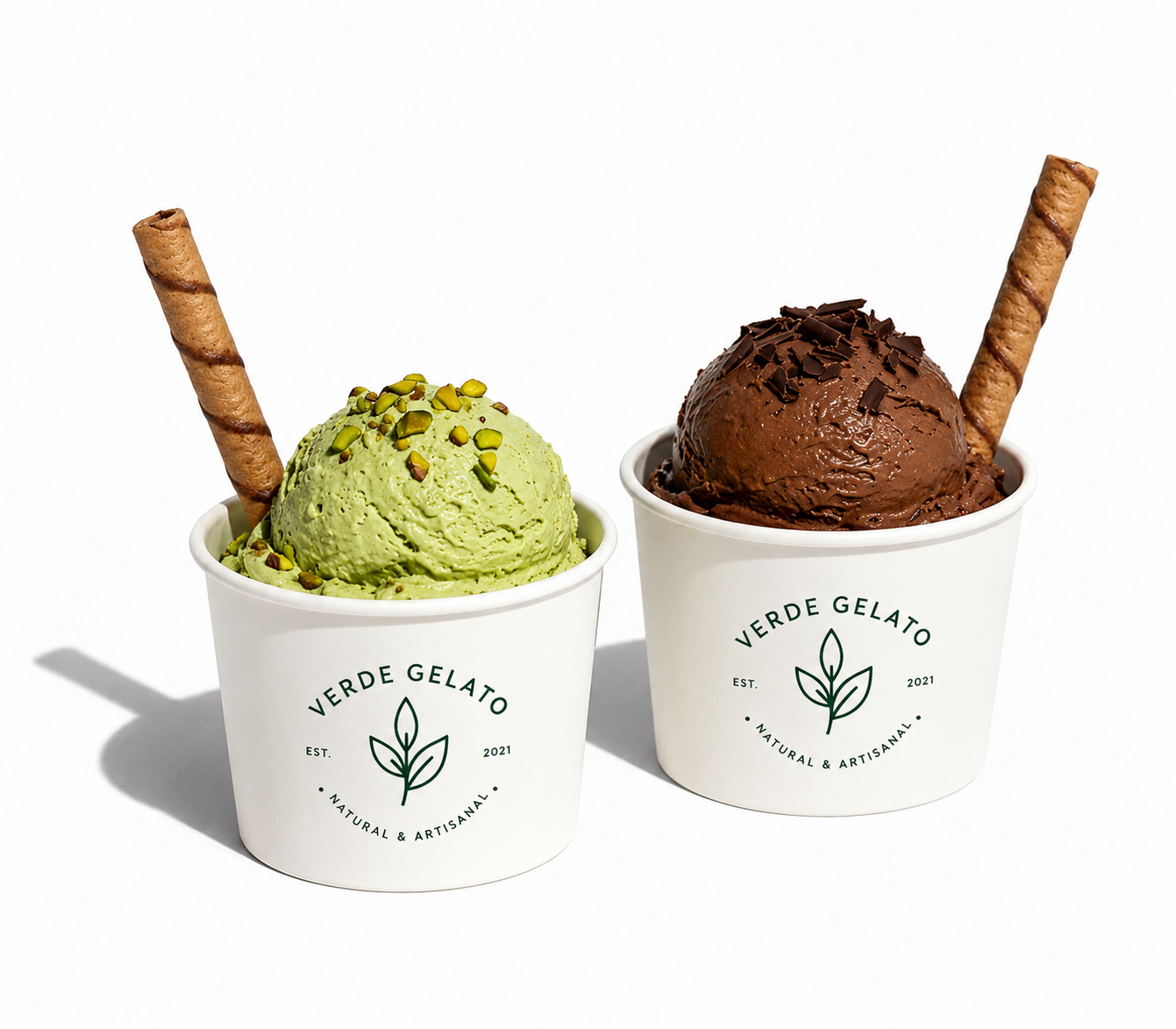 Custom paper ice cream cups in multiple sizes for ice cream gelato and frozen yogurt packaging