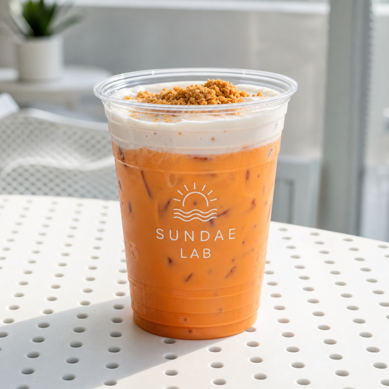 Clear plastic cold cup with custom logo for iced coffee smoothies and juice
