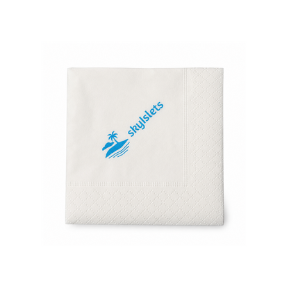 Custom printed logo napkins – double-ply virgin wood pulp, 50 sheets per pack