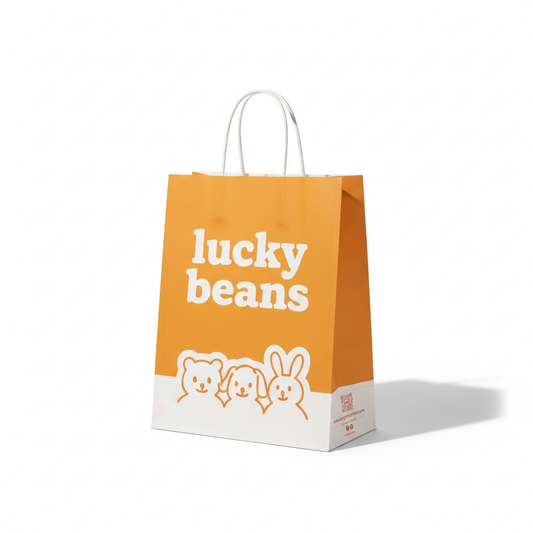 Custom printed paper bag with logo 3D structure view for branded takeaway packaging

