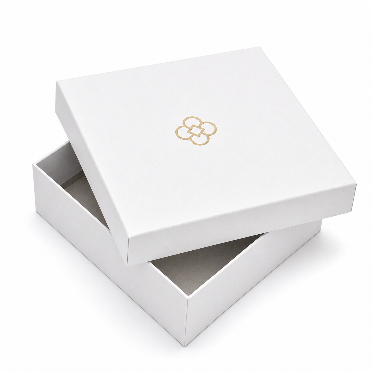 Custom rigid gift box with logo on white background for premium packaging
