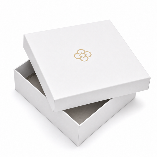 Custom rigid gift box with logo on white background for premium packaging
