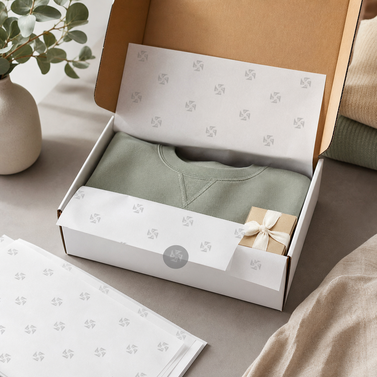 Custom logo tissue paper for branded gift and ecommerce packaging
