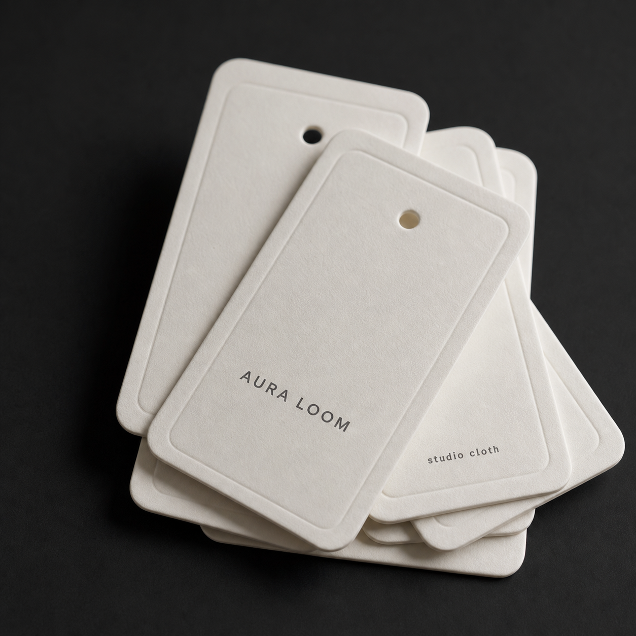 White custom hang tags with logo and punched hole for retail products