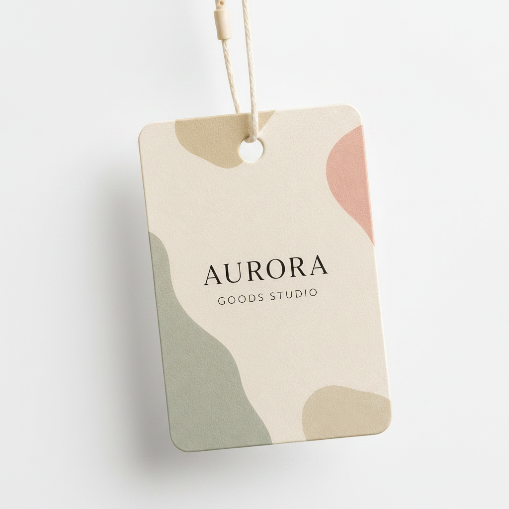 White custom hang tags with logo and punched hole for retail products