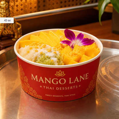 Custom white paper rice bowl with colorful branding for restaurant takeout packaging