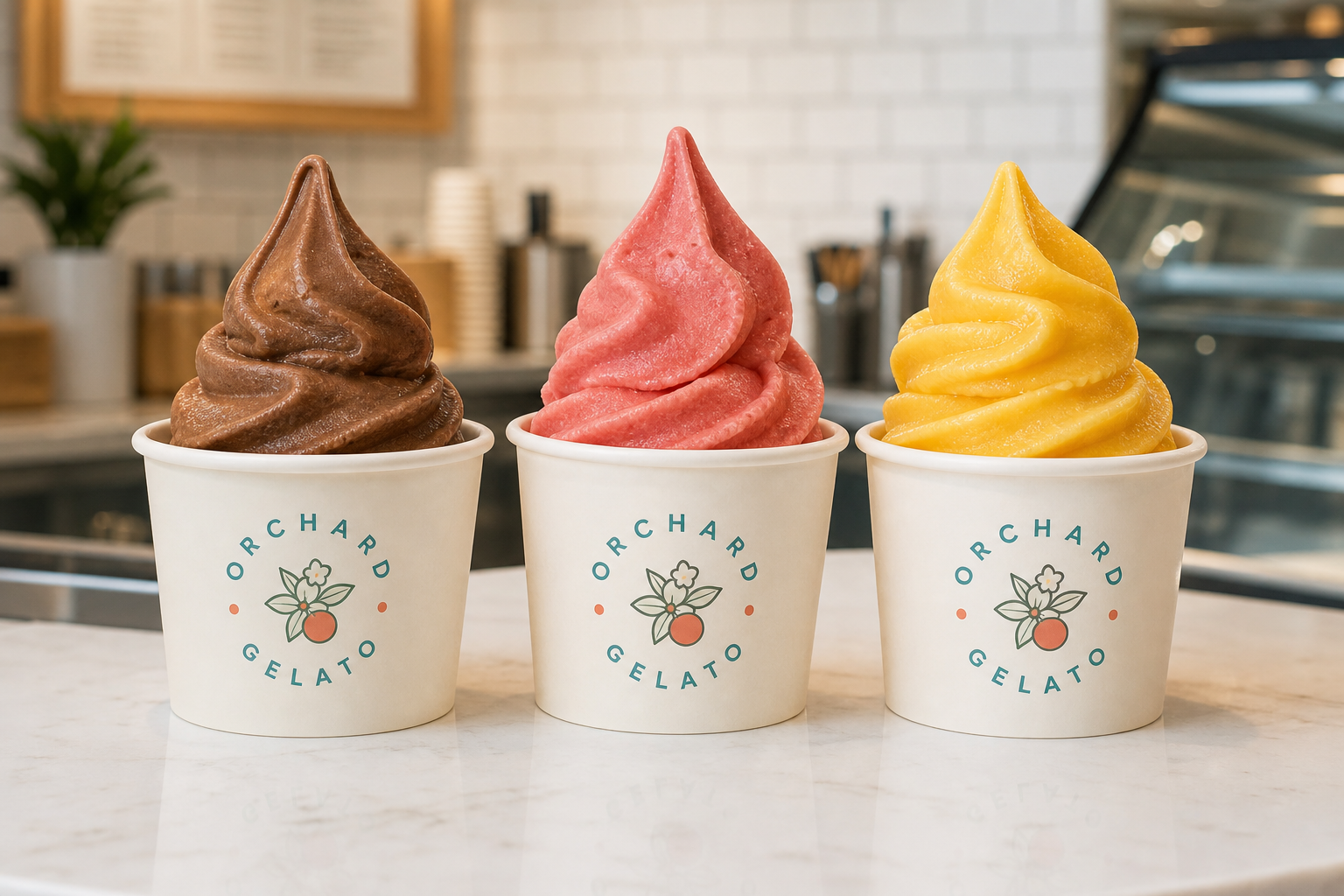 Disposable paper gelato cups with custom logo for ice cream and dessert packaging