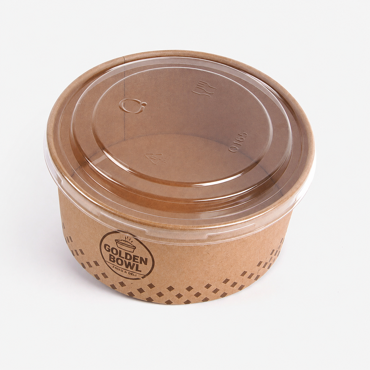 Kraft paper bowl with clear PP lid for soup salad and takeout meals