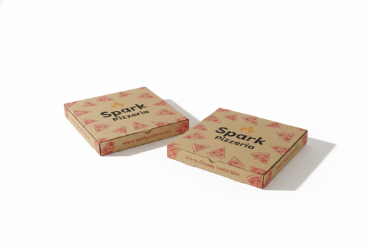 Custom corrugated pizza box made from food-grade kraft paper, durable pizza takeaway packaging
