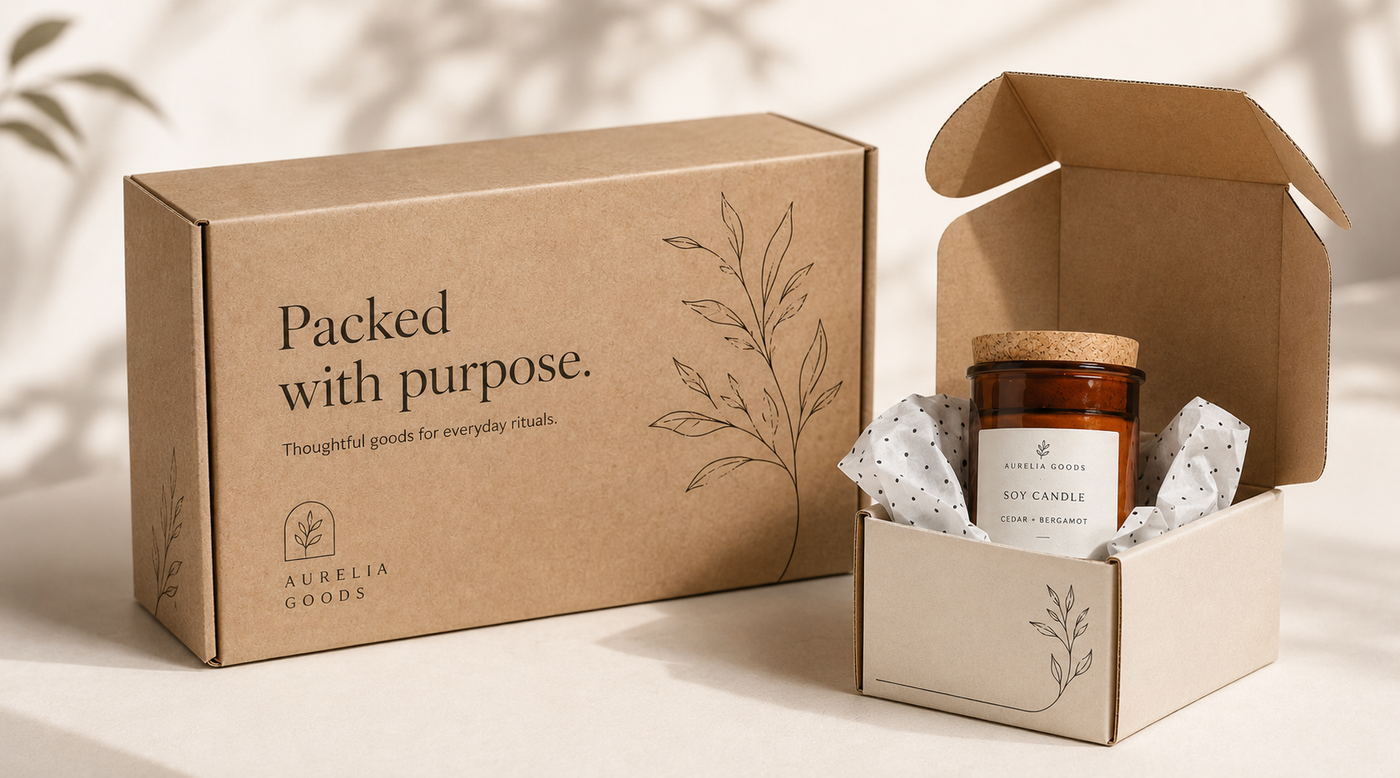 Custom retail store packaging for shopping bags, tissue paper, tags, and labels